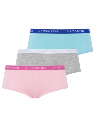U.S.POLO ASSN šortkové kalhotky 66115 3PACK mint, růžová, šedá